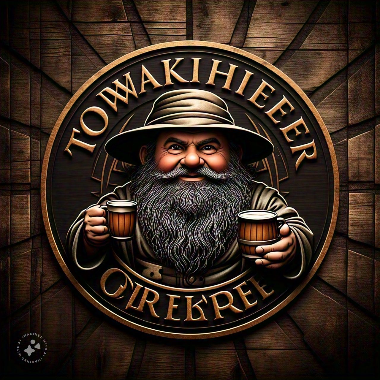 Anão com canecas de chopp